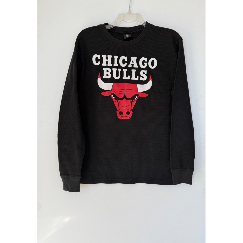 NBA Chicago Bulls Long Sleeve Thermal‎ Shirt Black Waffle Knit Mens Medium